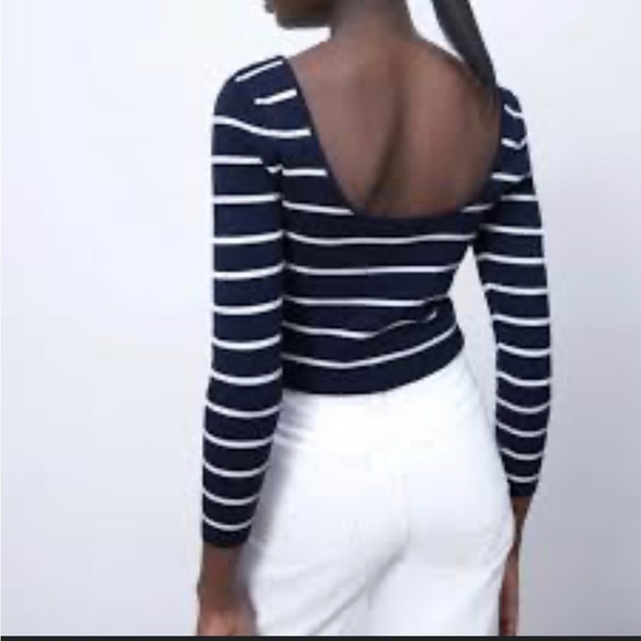 NWOT Zara Navy blue and white knit tank top - Picture 3 of 7